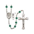 thumbnail image 1 of St. Christopher/Motorcycle Silver-Plated Rosary 6mm December Blue Fire Polished Beads Crucifix Size 1 5/8 x 1 medal charm, 1 of 1
