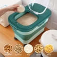 thumbnail image 3 of Contenedores para almacenar cereales, arroz y alimentos, dispensador plegable de 11 kg con rueda giratoria y tapa hermética, apto para perros, gatos, harina, azúcar, plástico hermético, sellable,, 3 of 8