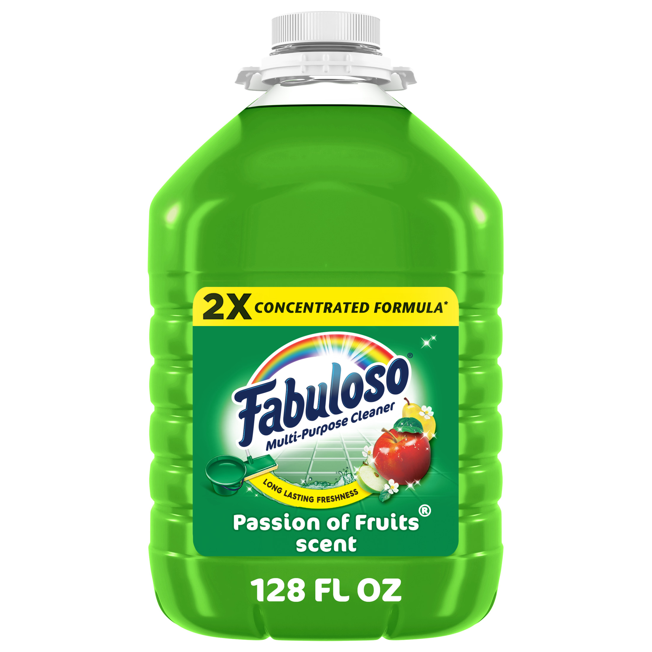 Fabuloso 2X Multi-Purpose Cleaner, No Rinse Floor Cleaner, Passion of Fruits Scent, 128 fl oz