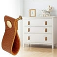 thumbnail image 5 of Litchi Leather Door and Drawer Handles JWDX, Drawer Pulls for Dresser Brown Cowhide Leather Cabinet Pulls for Replacement of Traditional Knobs, 5 of 6