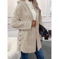 thumbnail image 4 of Womens Winter Fleece Hooded Jackets Graphic Fuzzy Warm Coat Cardigan Jacket Side Split Fall Outerwear Apricot Color L, 4 of 9