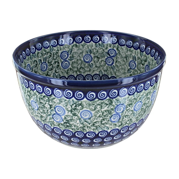 Blue Rose Polish Pottery Seaside Swirl Medium Mixing Bowl