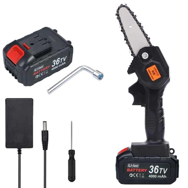 Mini motosierra de 4 pulgadas, sierra de podar inalámbrica, paquete de 2, 4.0 A, sierra eléct Romacci Sierra eléctrica