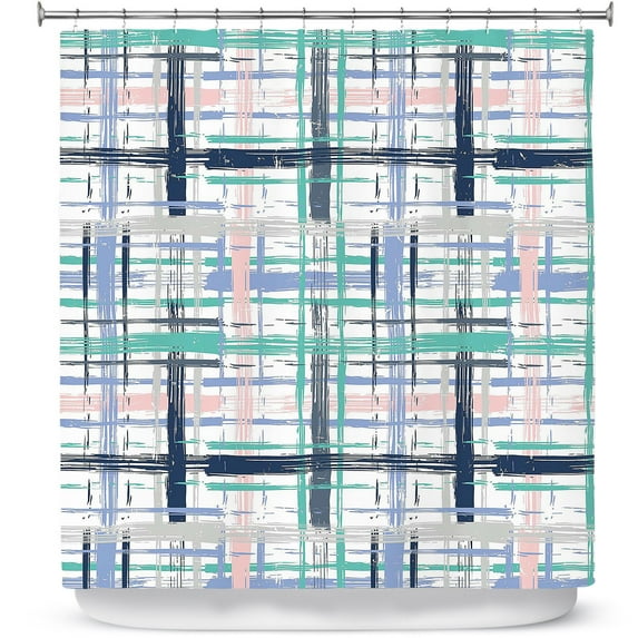 Shower Curtains 70" x 84" from DiaNoche Designs by Metka Hiti - Plaid Pink Blue Teal