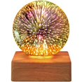 thumbnail image 1 of 3D Colorful Glass Night Light USB Projector Lamp Magic Glass Ball Night Light with Wood Base Home Decor Gifts, 1 of 8
