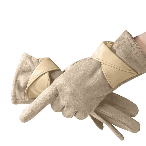 Mens Gloves for Cold Weather Winter Fashion Fur Skiing Warm Plush Cozy Upgraded Touch Screen Womens Mittens Beige