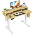 thumbnail image 7 of Electric Standing Office Desk, Height Adjustable Computer Desk Workstation with Double Drawers, Display Bracket, Stainless Steel Frame and T-Shaped Legs, 7 of 7