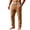 AS19_Coffee, variant on Men's Casual Linen Pants Elastic Waist Drawstring Summer Beach Trousers with Pockets Lightweight Straight Leg Slacks Black S