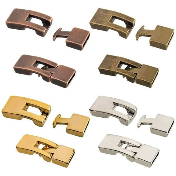 1Box 32 Sets 10mm Leather Cord End Clasp 4 Colors Tibetan End Lock Rectangle Jewlery Clasps for Bracelet Necklaces Jewelry Making