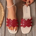 thumbnail image 2 of Sandalias Mujeres Casual Slide Sandalias Strass Bow Open Toe Flat Slides, Zapatos Planos para las Mujeres Compatibilidad Cómoda Y Elegante, 2 of 9