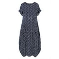 thumbnail image 2 of Uhndy Women's O Neck 3/4 Sleeve Dot Print Dress, Dot Print Dress, Pocket Max Dress, Women's Maxi Dress with Pockets, Sleeve Dress,Navy Blue,XL, 2 of 4