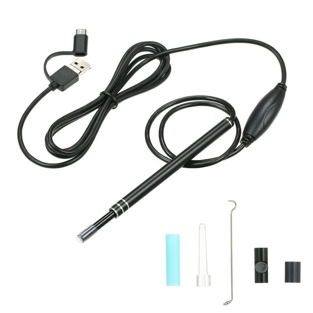 Herramienta de limpieza del canal auditivo visual HD Limpiador de oídos IP67 Impermeable Negro Abanopi Auriculares