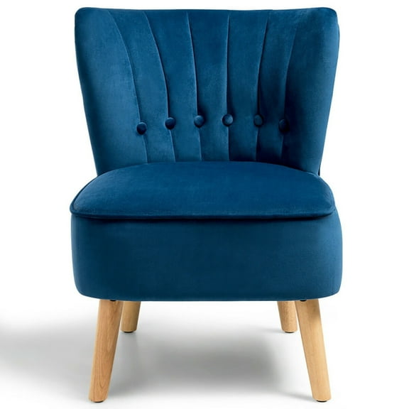 Spaco Armless Accent Chair Tufted Velvet Leisure Chair-Blue, Modern Mid-Century Upholstered Living Room Chair