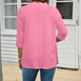 thumbnail image 4 of Zedker Casual Shirts For Women Lace 3/4 Sleeve Knitting Cardigan Womens Tops Comfy Lightweight Solid Color Open Front Daily Wear,Pink,L, 4 of 7