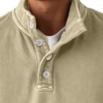 thumbnail image 4 of LEKWK Button Neck Sweatshirt for Men Stand Collar Long Sleeve Pullover with Ribbed Cuffs and Hem Soft Relaxed Fit Casual Top for Travel Lounge Outdoor Work and Everyday Layering, 4 of 5