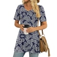 thumbnail image 3 of JuneFish Women's Summer Short Sleeve Tunic Tops Pleated Casual V-Neck Blouse, 3 of 5