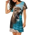 thumbnail image 2 of Picia Ice Blue Coastal Lion Pattern Women’s Nightdress – Casual Short-sleeved Loose-Fit Sleepwear, Soft Cotton Short-Sleeve Sleep Shirt for Relaxation & Comfort, 2 of 6
