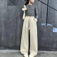 thumbnail image 5 of Ruyang Trendy Wide Leg Sweatpants for Teen Girls Baggy Joggers with Drawstring Plain High Waisted School Athletic Pants Winter Clothes, 5 of 7