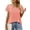 Pink, variant on Womens Plus Size Tops Ruffle Sleeve Lace-Up V-Neck Shirts Loose Fit Casual T-Shirts Red M-4X
