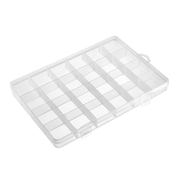 Component Storage Box PP Fixed 24 Grids Clear White 193x135x21mm