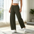 thumbnail image 2 of CFLVAEK Sweatpants Women Barrel Wide Leg Baggy Lounge Pants with Pockets Casual Elastic Waist Workout Sweat Pant Army Green L, 2 of 10