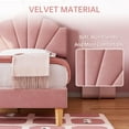 thumbnail image 6 of Litake Twin Platform Bed Frame, Velvet Upholstered Platform Bed Frame with Height Adjustable Headboard, Strong Wood Slat Support, Solid and Stable, Easy to Assemble, Pink, 6 of 9