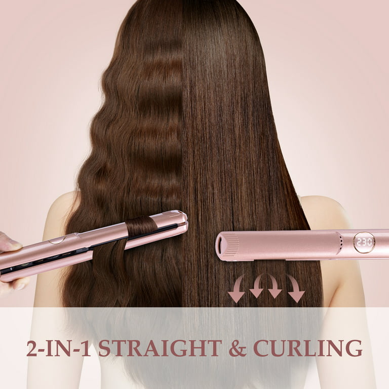Hair Straightener Curler 2 in 1 Flat Iron 1 inch Ceramic Fast ...