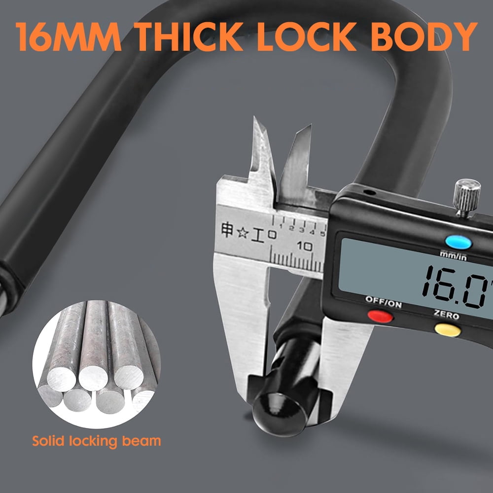 Jercoda Bike U Lock with 2 Keys, Orange U-Shape Lock with Ultra Steel Cable for Bike Motorcycle Gate Fence, Metal Bicycle Lock