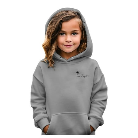 

Xijirk Kids Girls Sports Shirt Boy Girl Casual Coconut Tree Print Hoodie Pullover Hooded Sweatshirt with Pocket Suitable for Teen-Grey-13-14 Years
