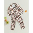thumbnail image 2 of Conjunto de pijama de lino y algodón con estampado de calabaza de Halloween para bebés y niños pequeños, pijama de manga larga con botones y cuello halter., 2 of 6