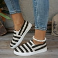 thumbnail image 4 of Black Womens Canvas Flat Shoes Slip On Striped Print Casual Round Toe Comfortable Moccasins Loafers Size 36, 4 of 8