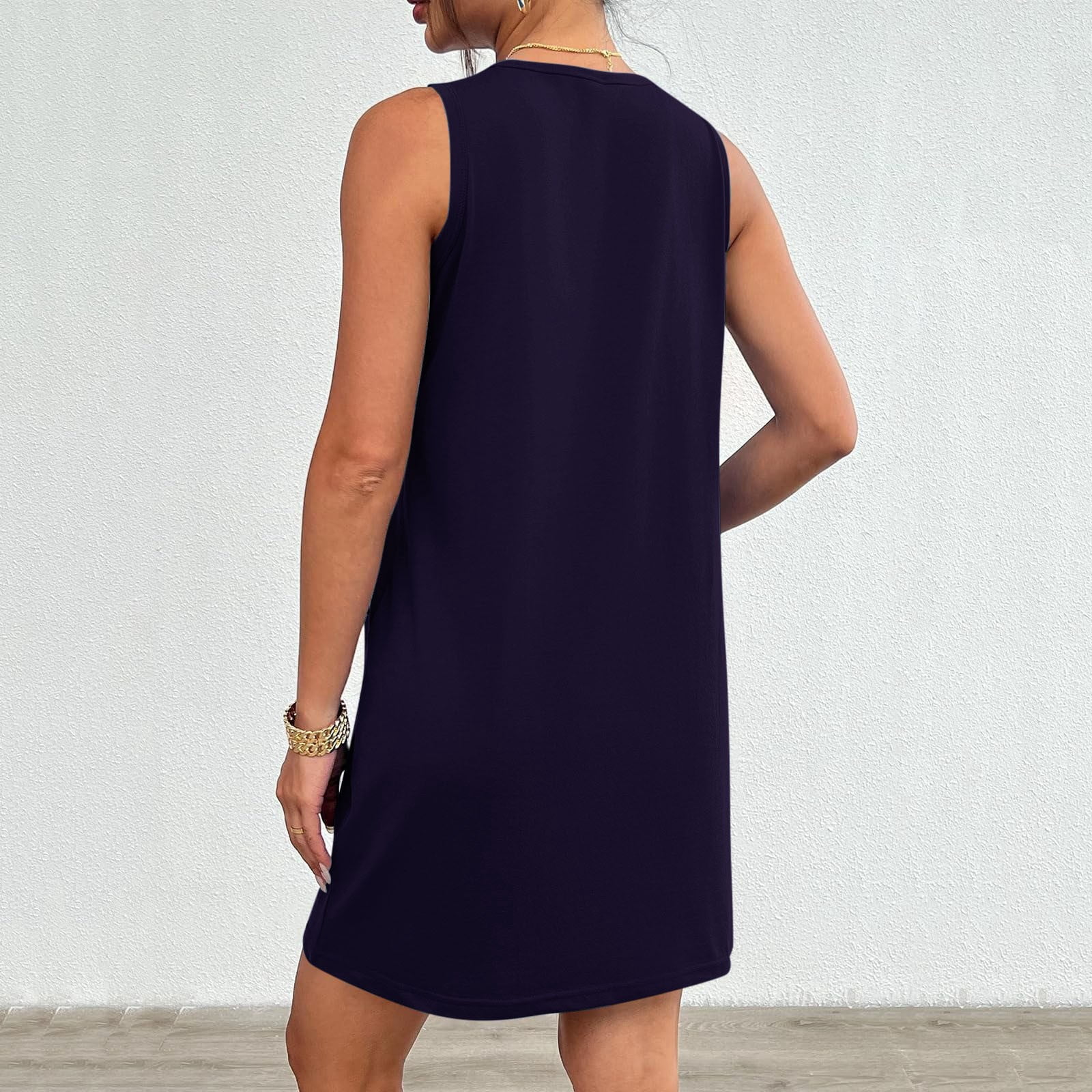 DHFJKG Dresses For Women Sleeveless Mini Dress T Shirt Loose Fit Tunic Workout Sport Tennis Athletic Dress With Pockets Comfortable Dresses