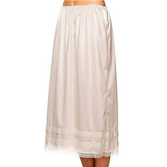 Women Under Long Skirt Dress Waist Half Slip Lace Petticoat,beige,xxxl