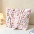 thumbnail image 3 of XYZCANDO Pink Reindeer Bow Print Padded Shoulder Tote Bag, Large Capacity Quilted Handbag for Christmas Shopping Travel Daily Commute Work Holiday Outings, 3 of 7