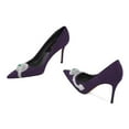 thumbnail image 4 of XYD Women Stylish Snake Rhinestones Pointy Close Toe Pumps Stiletto Thin High Heel Slip On Ladies Evening Shoes Size 7 Purple, 4 of 4