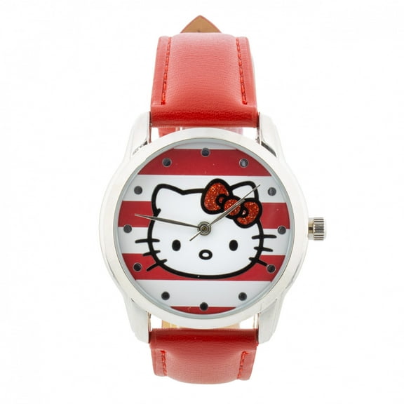 Hello Kitty Analog Wrist Watch with Red Stripes and Band