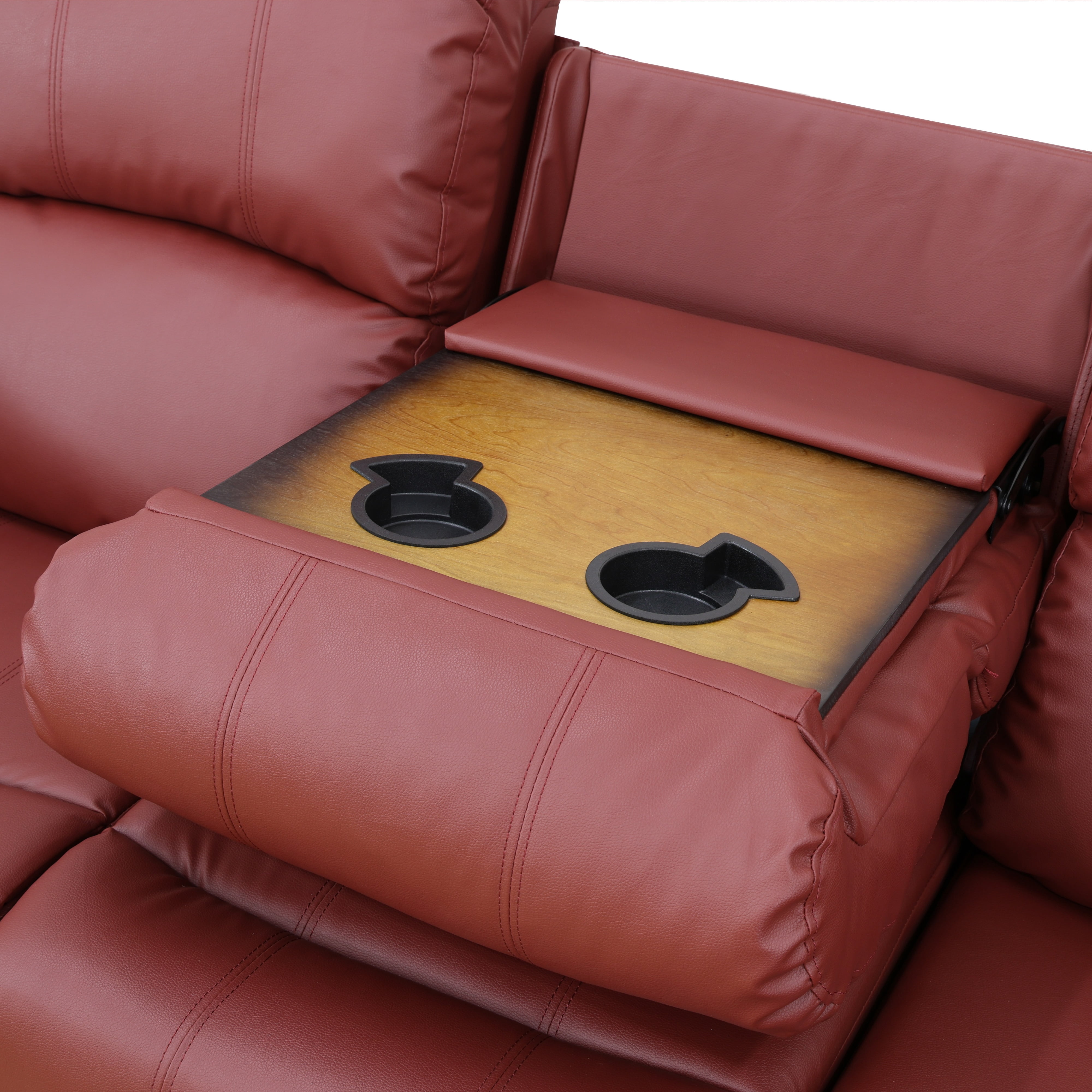 Semi PU and PVC 3-Seat Sofa - Modern Sofa with Intelligent Functions, Storage Bucket, and Reversible Coffee Table for Living Room