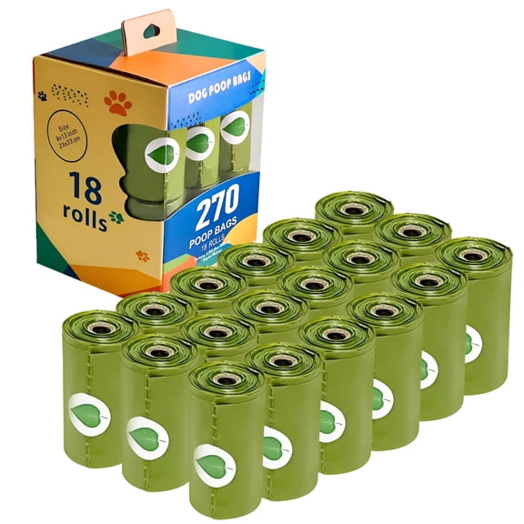 CCOCC Pet Poop Bags (18 Rolls/270 Count), Cat Litter Disposal System Scooper Refill Bags, Dog Poop Bags, Extra Thick and Strong, Guaranteed Leak-proof, 9 x 13"