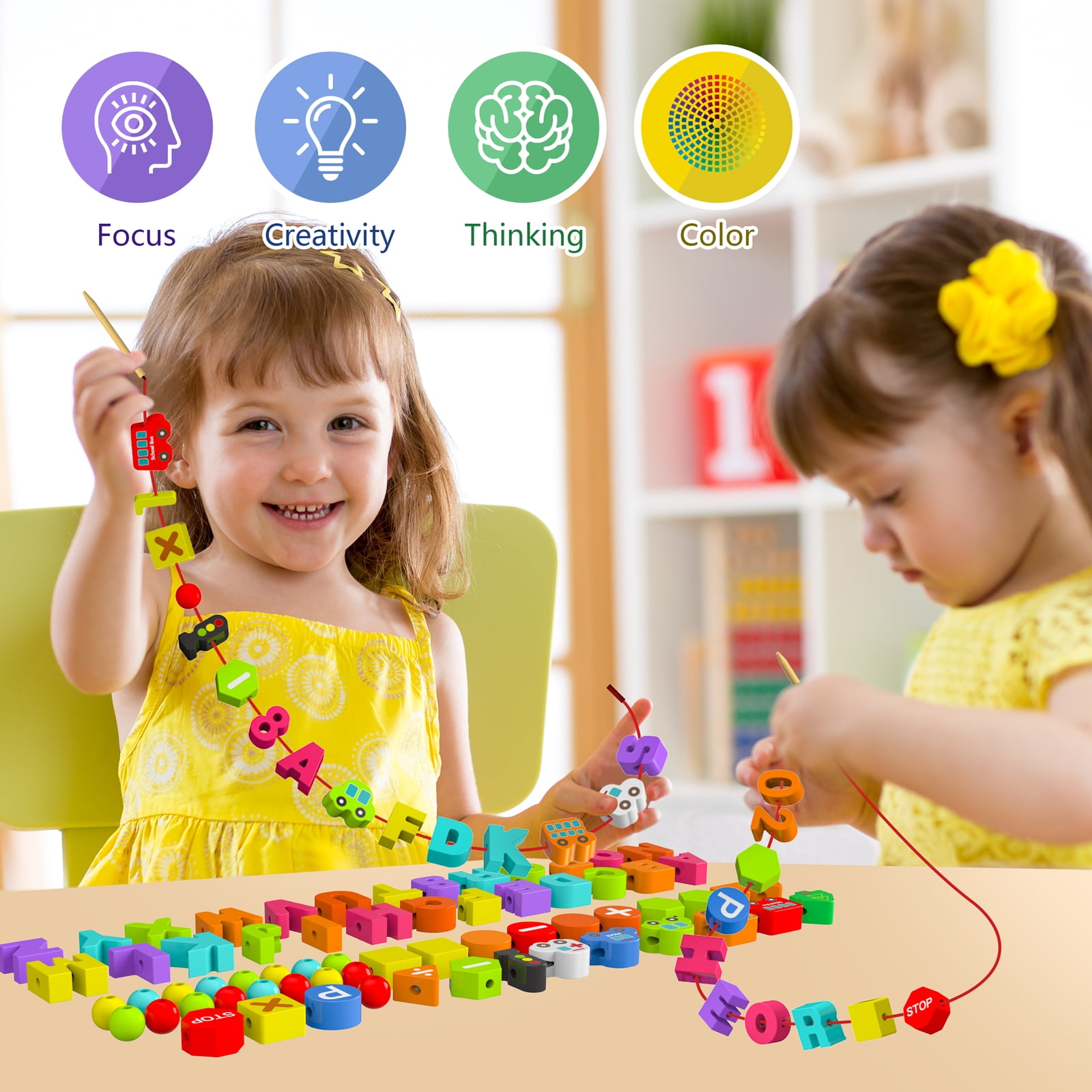 Montessori Toys for 2 3 4 Year Old, Threading Toys for Toddler Age 2-4 ...