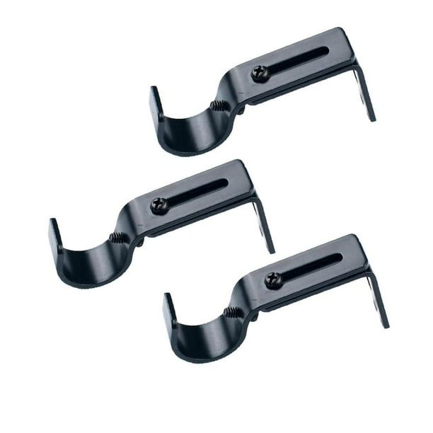 Soporte de barra de cortina Macarena ajustable de 3 piezas para varilla de 0,98 pulgadas negro