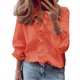 thumbnail image 1 of Blusa Manga Larga Cuello En V Falbala Puño Elástico Color Puro Tops De Moda Para Mujer Naranja M, 1 of 6