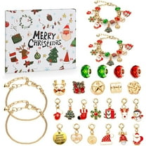 Christmas Advent Calendar 2025 Bracelet for 6-18 Year Kids Girl, 24 Days Christmas Countdown Calendar Bracelet with 2 Diy Jewelry Bracelets And 22 Charms Making Kit for Teen Girls