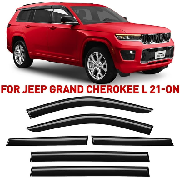 Voron Glass Tape-on Extra Durable Rain Guards for Jeep Grand Cherokee L 2021-2026, Window Deflectors, Vent Window Visors, 6 Pieces - 100950
