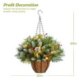 thumbnail image 4 of OasisCraft 25.6x15.7 inch Pre-lit Artificial Christmas Hanging Basket with 50 Battery-Operated LED Lights Decor with Pinecones Red Berries, 4 of 9