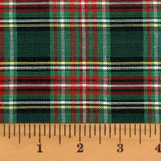 Red green gold plaid flannel fabric, Christmas plaid flannel fabric, QTR YD