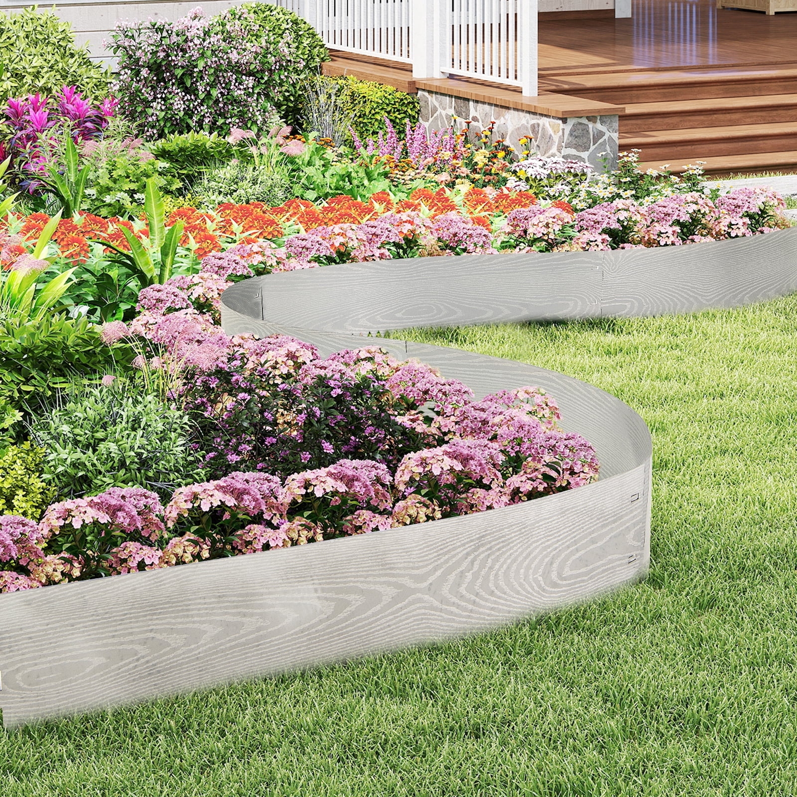 Gymax 6-Pack 20 FT Galvanized Metal Landscape Edging Heavy-Duty Metal Patented Garden Border