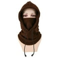 thumbnail image 1 of Unisex Winter Balaclava Knit Hood Face Mask - Windproof Thermal Polar Fleece Neck Gaiter for Motorcycle Riding, Skiing, Cold Weather Protection - One Size Adjustable Drawstring Headgear - Black/Grey, 1 of 8