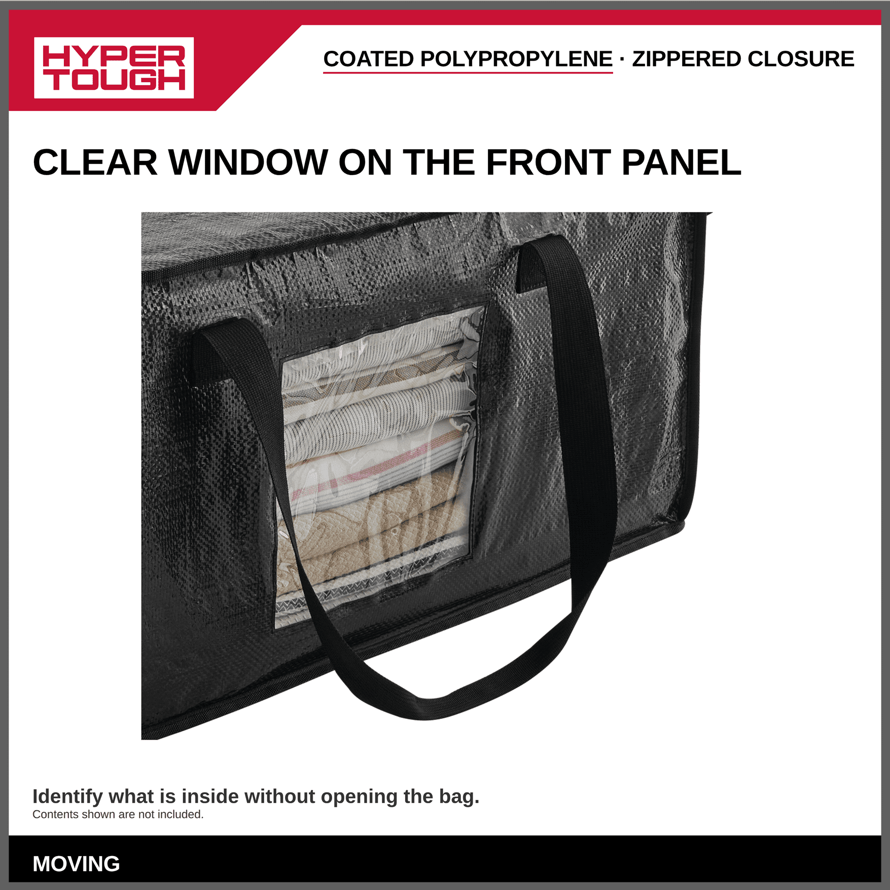 Hyper Tough Heavy-Duty Moving Bags with Clear Window and Backpack Carry, 2-Pack