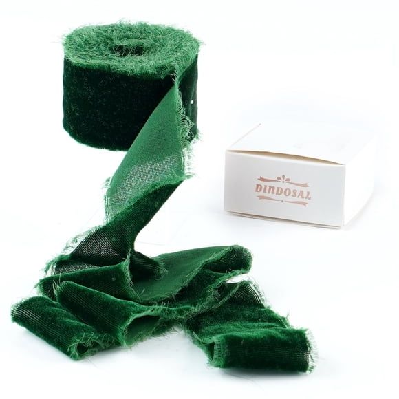 Cinta decorativa DINDOSAL de terciopelo verde de 3 m x 3,8 cm