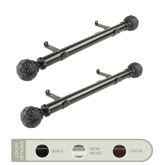 Eloise 1.5" Side Curtain Rod 18 inch Long (Set of 2) - Black